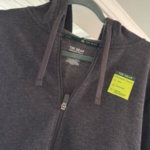 Mens NEW w/ Tag! Tek Gear Ultrasoft Fleece Zippered Hoodie Size Small Dark Grey